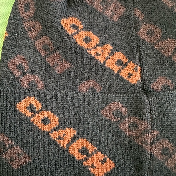 COACH TEXT KNIT BEANIE:NWT BLACK/SADDLE CK711 - Picture 5 of 7